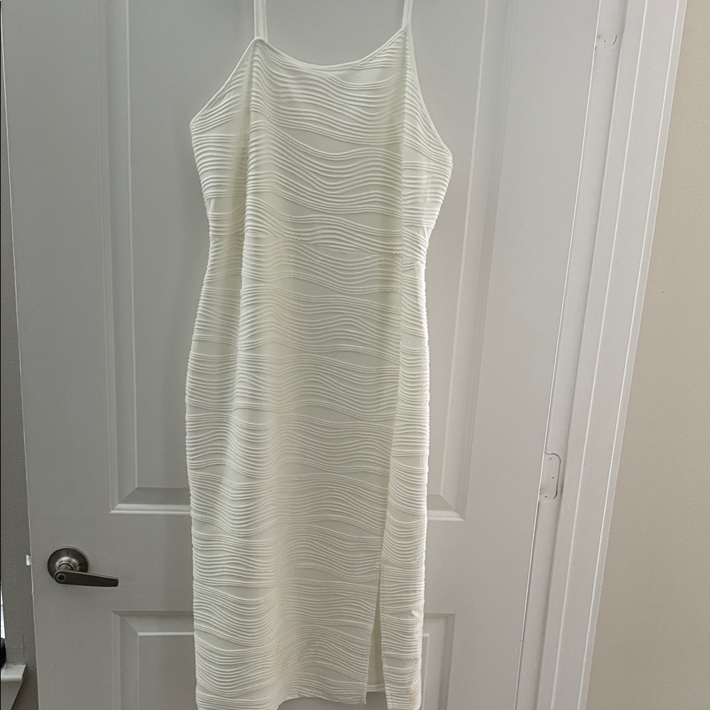SHEIN Cream Textured Midi Dress